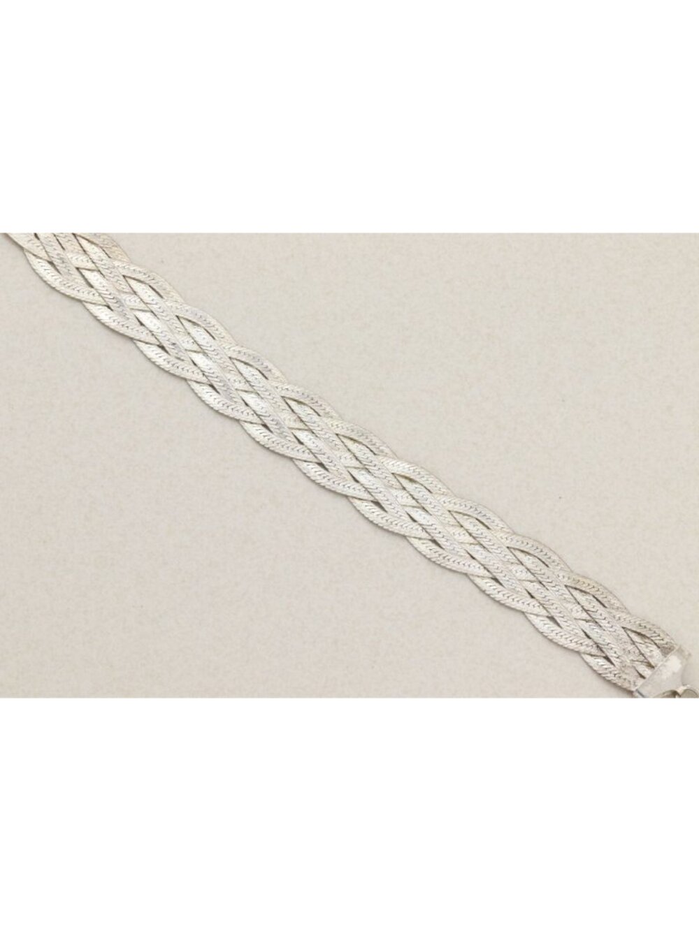 Sterling Silver Herringbone Weaved Braided Bracelet 7 1/2" inch - Picture 7 of 7